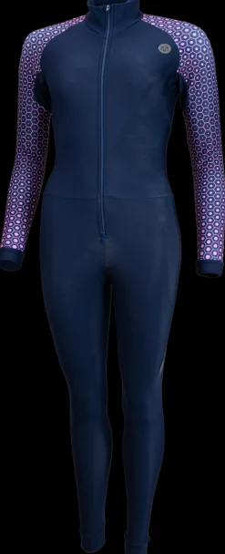 AGU Schaatskleding>Thermo marathonpak dames marine arm print roze