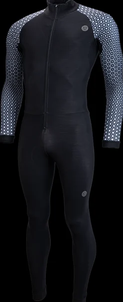 AGU Schaatskleding>Thermo marathonpak zwart arm print wit