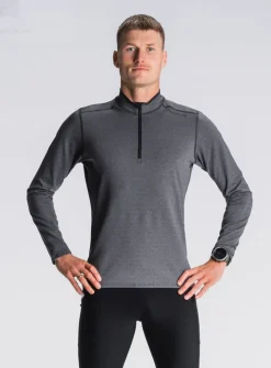 Fusion Hardloopshirts>mens C3 zip neck dark grey