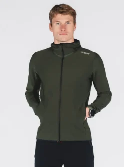 Fusion Hardloopshirts>mens recharge hoodie forest green