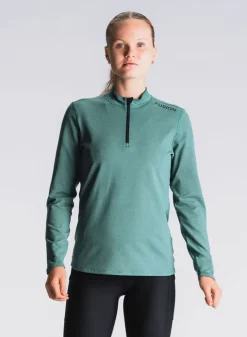 Fusion Hardloopshirts>womens C3 zip neck green