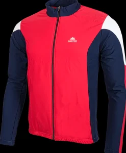 Hunter Fietskleding Heren|Skeelerkleding>Endurance Thermo Jack (marine/rood/wit) + windbreker