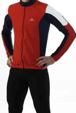 Hunter Fietskleding Heren|Skeelerkleding>Endurance Thermo Jack (marine/rood/wit) + windbreker
