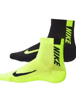 Nike Hardloopsokken>Multiplier Ankle Socks 2 Pack fluor Yellow and Black