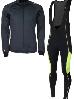Skylar Schaatskleding>softshell winterjack + manzano salopet SET zwart/geel